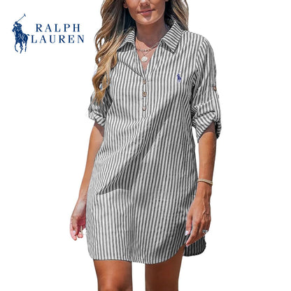 RL - Vestito Camicia Striato da Donna