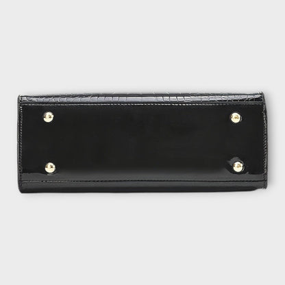 Aurellia - Glossy PU Handbag with Crocodile Pattern, Elegant and Spacious Design for Every Occasion
