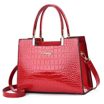 Aurellia - Glossy PU Handbag with Crocodile Pattern, Elegant and Spacious Design for Every Occasion