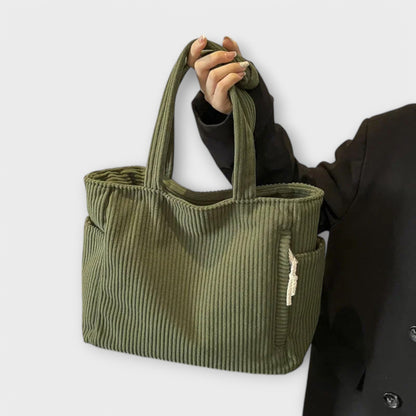 Aurellia Shoulder Bag - Spacious Cord Design with Pockets, 39x15x28 cm, Available in Multiple Colours