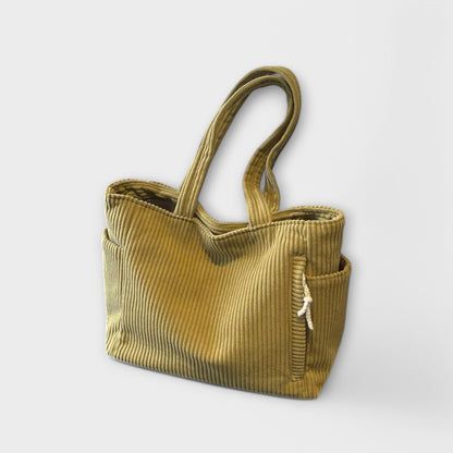 Aurellia Shoulder Bag - Spacious Cord Design with Pockets, 39x15x28 cm, Available in Multiple Colours