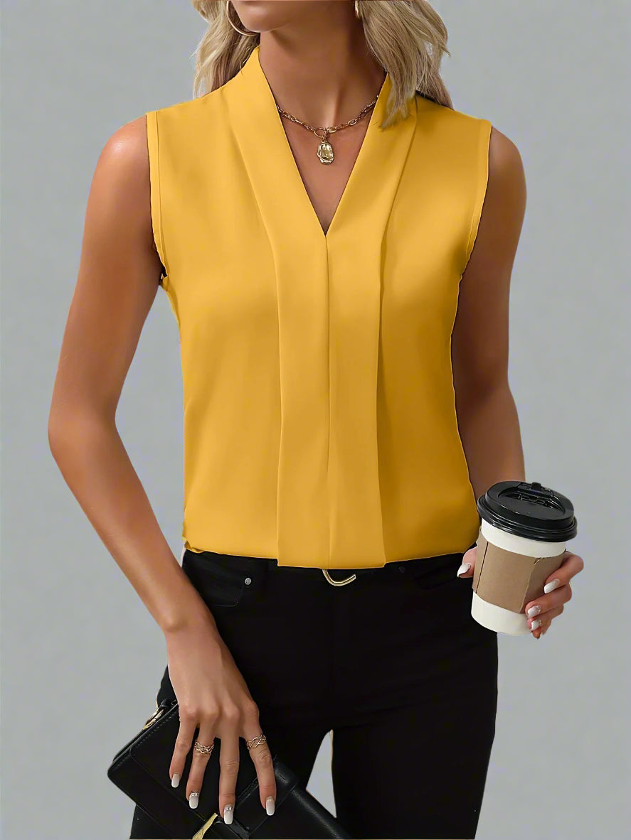 Roma - Sleeveless Blouse with V-Neck for Women