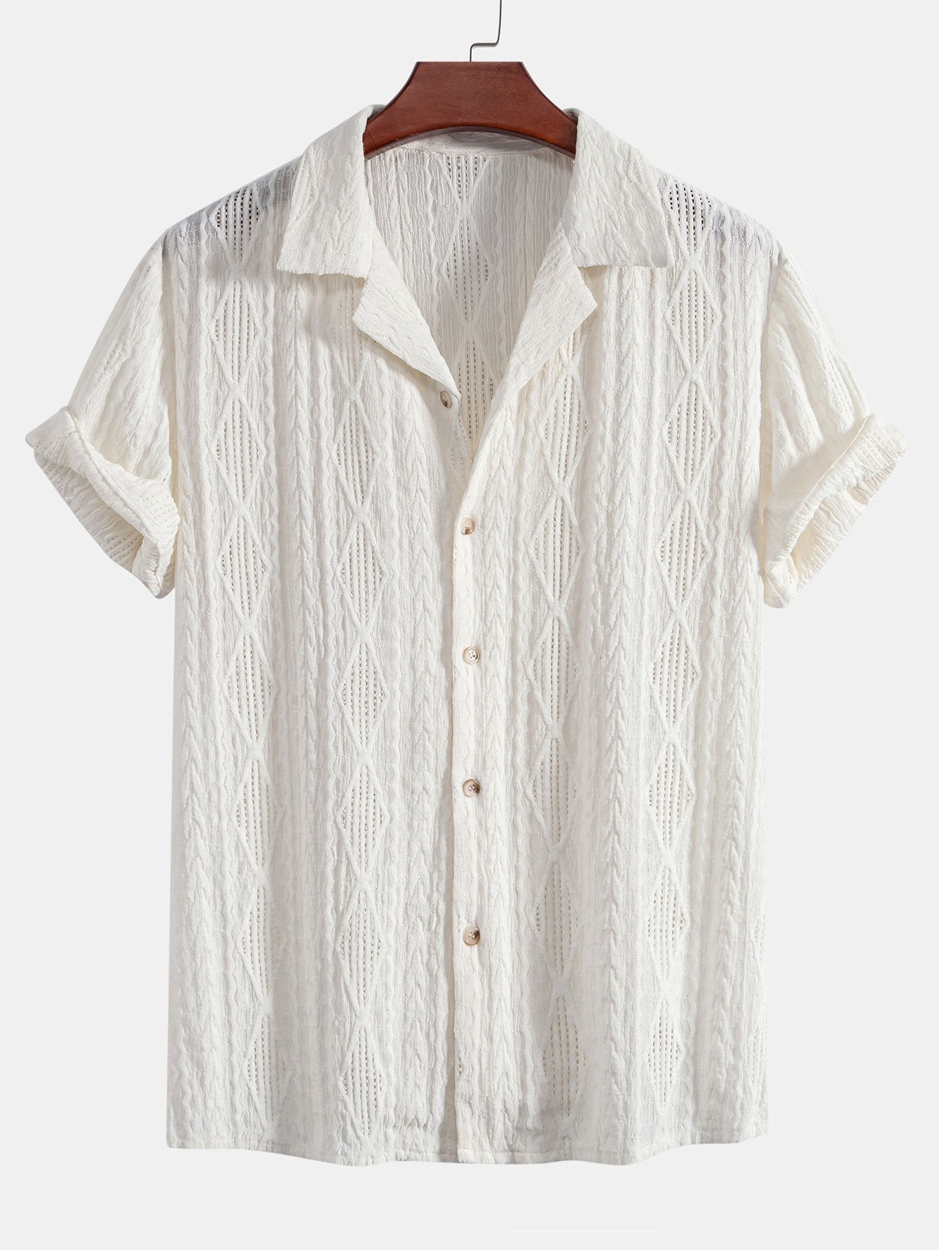 Cuban Jacquard Geometric Shirt & Straight Leg Linen Trousers