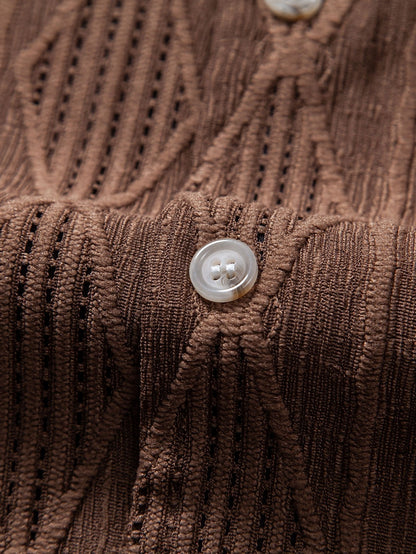 Cuban Jacquard Geometric Shirt & Straight Leg Linen Trousers