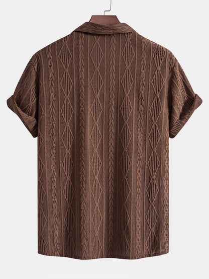 Cuban Geometric Jacquard Shirt & Straight Leg Linen Trousers