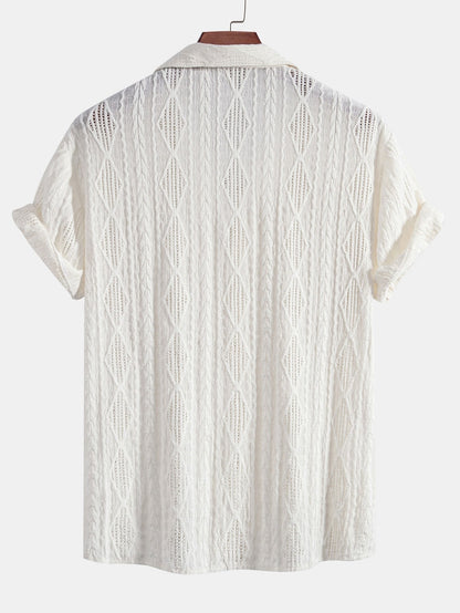 Cuban Geometric Jacquard Shirt & Straight Leg Linen Trousers