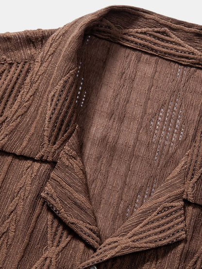 Cuban Geometric Jacquard Shirt & Straight Leg Linen Trousers